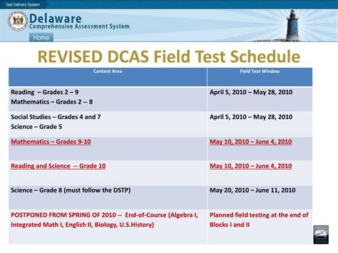 oasys dcas exam schedule